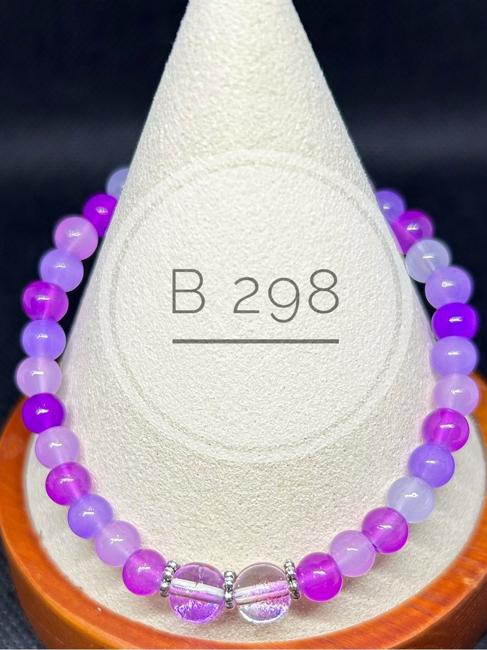 Purple Beaded Stretch Bracelet